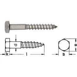 DIN571 Niro-A2 10x80 Sechskant Holzschrauben