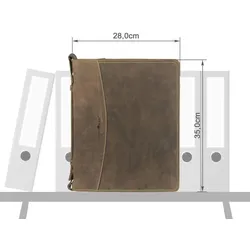 Greenburry Schreibmappe Leder A4 braun Orgamappe Konferenzmappe Ringbuchmappe antik Vintage 1746-25