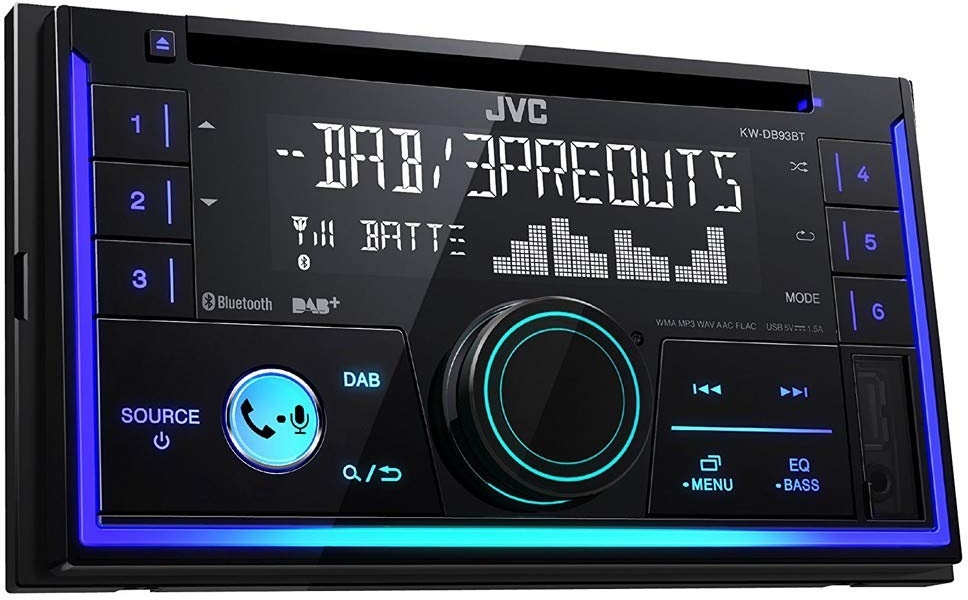 JVC KW-DB93BT Doppel-DIN CD-Receiver mit Digitalradio (DAB+), Bluetooth-Freisprechfunktion und Audiostreaming Schwarz