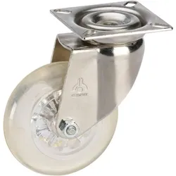 Dörner + Helmer Design Lenkrolle – transparent, Ø50 mm, 20 mm Breite, Platte 60x60 mm, Tragkraft 40 kg (6704551)