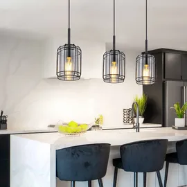 GLOBO Pendelleuchte Kammi 3-flammig Schwarz matt-Rauchfarben 770 x 130 x 1200 mm