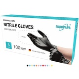 EUROPAPA EUROPAPA® 100x Nitrilhandschuhe Box Einweghandschuhe, Einmalhandschuhe, Untersuchungshandschuhe, Nitril Handschuhe, puderfrei, ohne Latex, unsteril, latexfrei, disposible gloves (S, Schwarz)