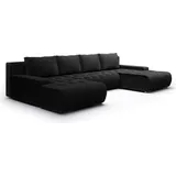 petits-meubles U-Sofa 5-sitzig umbaubar Truhe Jonas Cord Schwarz - Schwarz
