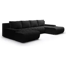 petits-meubles U-Sofa 5-sitzig umbaubar Truhe Jonas Cord Schwarz - Schwarz