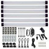 AIBOO Unterbauleuchte Küche LED Dimmbar mit Kabel 6 Stück 28cm Lichtleiste,12V Schrankbeleuchtung LED Leiste mit Schalter und Stecker,Schranklicht Schrankleuchte für Schrank Regal Vitrine(Warmweiß)