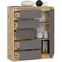 Akord Kommode 80 x 97 x 35 cm Eiche Artisan / Grau