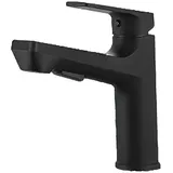 SXWYLZ Waschtischarmatur mit Herausziehbarer Brause 2 Modi Wasserhahn Badezimmer Waschbecken Einzelgriff Warm und Kaltwasserhähne,Schwarz