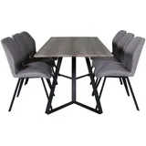 VCM Ebuy24, Essgruppe Esstisch El Holz dekor grau und 6 Gemma Esszimmerstühle grau.