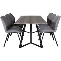 VCM Ebuy24, Essgruppe Esstisch El Holz dekor grau und 6 Gemma Esszimmerstühle grau.