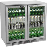 METRO Professional GBC3002S Glastür-Kühlschrank, Edelstahl/Aluminium/Hartglas, 6 verstellbare Einlegeböden, automatische Abtauung, 198 L, LED Beleuchtung, silber, EEK: D