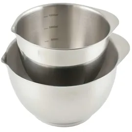 Rosti Margrethe Rührschüssel Set, Teigschüssel, Metallschüssel, Servierschüssel, Backschüsseln 2-teilig aus 18/8 Edelstahl + Silber