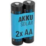 ABSINA 2X Solar Akku AA wiederaufladbar 800mAh 1.2V NiMH - Mignon AA Solar Batterien für Solarleuchten - Solarakkus AA mit geriner Selbstentladung - Akku Solar Batterie, Akkus für Solarlampen