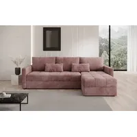 Luxusbetten24 Schlafsofa Designer Sofa Roma in Cord, mit Stauraum und Schlaffunktion rosa