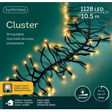 Lumineo Cluster 1128 LED 10,5 m, schwarzes Kabel in klassisch warm 10m, LEDs, Dimmer, Timer, IP44
