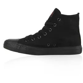 Mytrendshoe Damen High Top Sneakers Sportschuhe Kult Schnürer 94589, Farbe: Schwarz Schwarz Lucky, Größe: 36 - Schwarz - 36