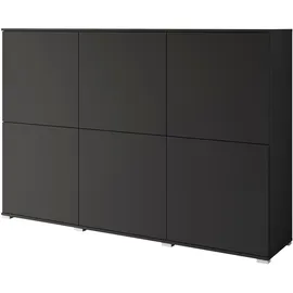 INOSIGN Highboard INOSIGN "Kenia, moderne grifflose Hochkommode mit 6 Türen, Breite 180 cm", schwarz (graphite schwarz matt), B:180cm H:125cm T:39,5cm, FSC-zertifizierter Holzwerkstoff, Sideboards, Highboard, Push-to-Open-Fronten, höhenverstellbaren Einlegeböden,