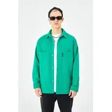 COFI Hemdjacke aus Baumwolle in Oversize Fit Übergangsjacke (L) Grün - Grün