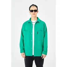 COFI Hemdjacke aus Baumwolle in Oversize Fit Übergangsjacke (L) Grün - Grün