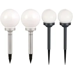 4er Set LED Solar Steckleuchten, Kugel Design, weiß