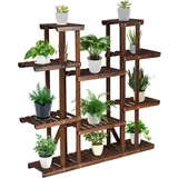 RELAX4LIFE Pflanzenständer Holz, Blumenständer mit 9 Ebenen, Pflanzenregal Mehrstöckig, Blumenregal für Innen & Draußen, Blumentreppe für Garten & Balkon & Terrasse & Wohnzimmer