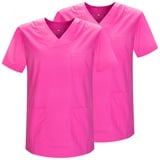 MISEMIYA Unisex Sanitär-Kasack BZ-2-817 Pack 2 Stück-Sanitärhemd BZ-2-817, Fuchsia 21, 5XL (2er Pack) - 5XL