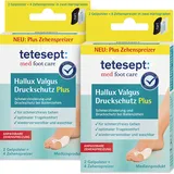 tetesept med foot care Hallux Valgus Druckschutz Plus – Schmerzlinderung und Druckschutz bei Ballenzehen – Für schmerzfreies Gehen – 4 x Gelpolster + 8 x Zehenspreizer (2er pack)