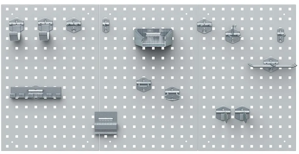 Oskar -Store Werkstatteinrichtung Lochwand Werkbank Werkzeugwand Werkstatt Grau