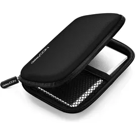 deleyCON Festplattentasche Festplatten Case HDD Case - für 2,5 Zoll Festplatten und SSD - Robust & Stoßsicher - 2 Innenfächer Netztaschen - Schwarz