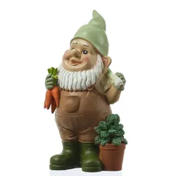 Gartenzwerg BERT Gärtner Zwerg mit Gemüse Polyresin Gartenfigur 29cm