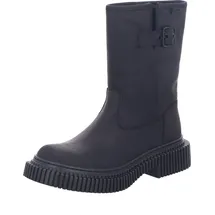 Camper Stiefel Biker-Bootie Schlupfstiefel schwarz Leder - Schwarz