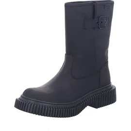 Camper Stiefel Biker-Bootie Schlupfstiefel schwarz Leder - Schwarz