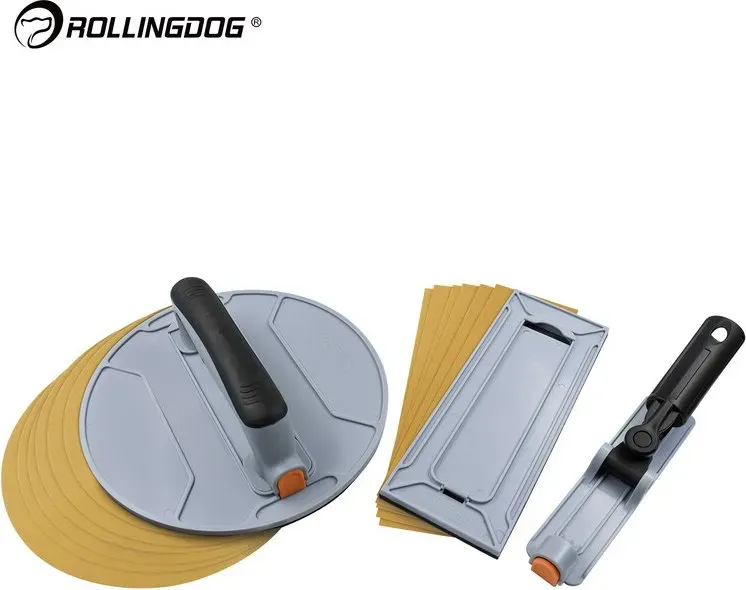 ROLLINGDOG SURFEX Wandfeinschleif-Set, 16-teiliges Profi-Schleifset für die Oberflächenvorbereitung von Wänden, Trockenbau-Feinschliff, Renovierung und DIY-Bauanwendungen, effiziente Staubabsaugung