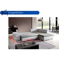 Santorini Ecksofa in L-Form 272 cm x 190 cm -  Schlafsofa mit Bettkasten - Couch mit Stauraum und Kissen - Sofa mit Schlaffunktion Farbe: Wie auf d... - Türkis