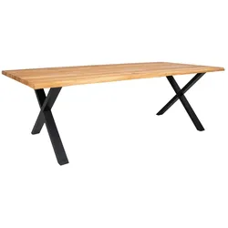 Toulon Esstisch 240x95 cm mit gewelltem Rand natur, schwarz.
