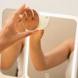 InnovaGoods Wiederaufladbarer dreiteiliger Schminkspiegel mit Vergrößerung und LED-Licht Miled InnovaGoods LED-Schminkspiegel in Weiß