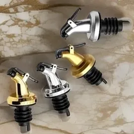 layba Ausgießer für Flaschen Schwarz mit Verschlusskappe aus Kunststoff in 5er Set,