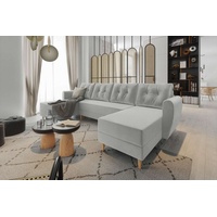 99rooms Wohnlandschaft Lillen, U-Form, Eckcouch, Sofa, Sitzkomfort, mit Bettfunktion, mit Bettkasten, Modern Design grau