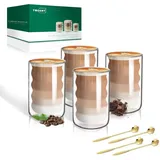 LuxusKollektion Latte-Macchiato-Glas Latte Macchiato Gläser Doppelwandig 400ml 4er Pack + Löffel