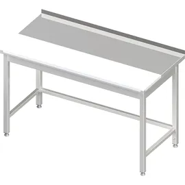 Stalgast Arbeitstisch ohne Grundboden, 1800x600x850 mm, mit vertiefter PE-Schneideplatte, mit Aufkantung, verschweißt