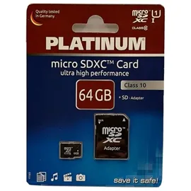 Platinum microSDXC 64GB Class 10 + SD-Adapter