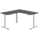 bümö Eckschreibtisch graphit, silber Holzwerkstoff, Nachbildung, Rechteckig, 180x74x200 cm FSC Mix, Arbeitszimmer, Schreibtische, Eckschreibtische