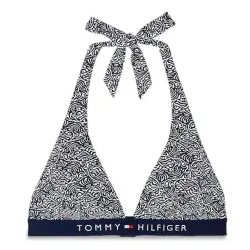 Tommy Hilfiger für Damen. UW0UW05945 Original gepolstertes navyfarbenes Bikinioberteil (M), Strandbekleidung, Nylon, Marine