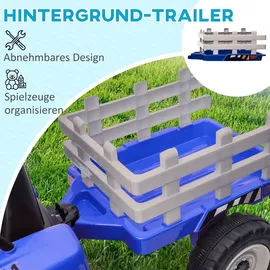 Homcom Elektro-Kinderauto Traktor mit Anhänger blau (2-tlg)