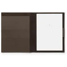 Graf von Faber-Castell 118779 - Schreibmappe DIN A4 Cashmere, Dunkelbraun, mit Notizblock, Stiftschlaufe und Fächer