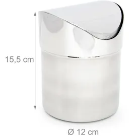 Relaxdays Tischmülleimer 1,2 l Silber