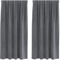 vidaXL Verdunkelungsvorhänge 2 pcs Hellgrau 140 x 175 cm