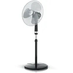 Brandson Standventilator 40cm, Ventilator Standfuß höhenverstellbar, hoher Luftdurchsatz, 3 Leistungsstufen, 80° Oszillation, Schwarz/Silber