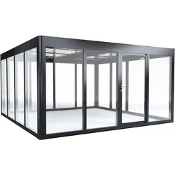 SunElements Design Gewächshaus SunGarden Energy mit Photovoltaikdach 4.4 anthrazit-metallic, Wände: 6mm Acrylglas klar, Dach: Doppelglasmodule 40 % Transparenz