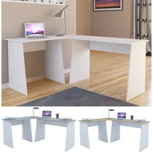 VCM Computertisch Eckschreibtisch Maße Gesamtset ca. H. 74 x B. 135 x T. 105 cm stylische Seitenteile Schreibtisch – Masola