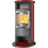 Kaminofen Hark 17 NH GT ECOplus 8 kW - Ofenkacheln: bordeaux-rot - Korpus: titan/verchromt